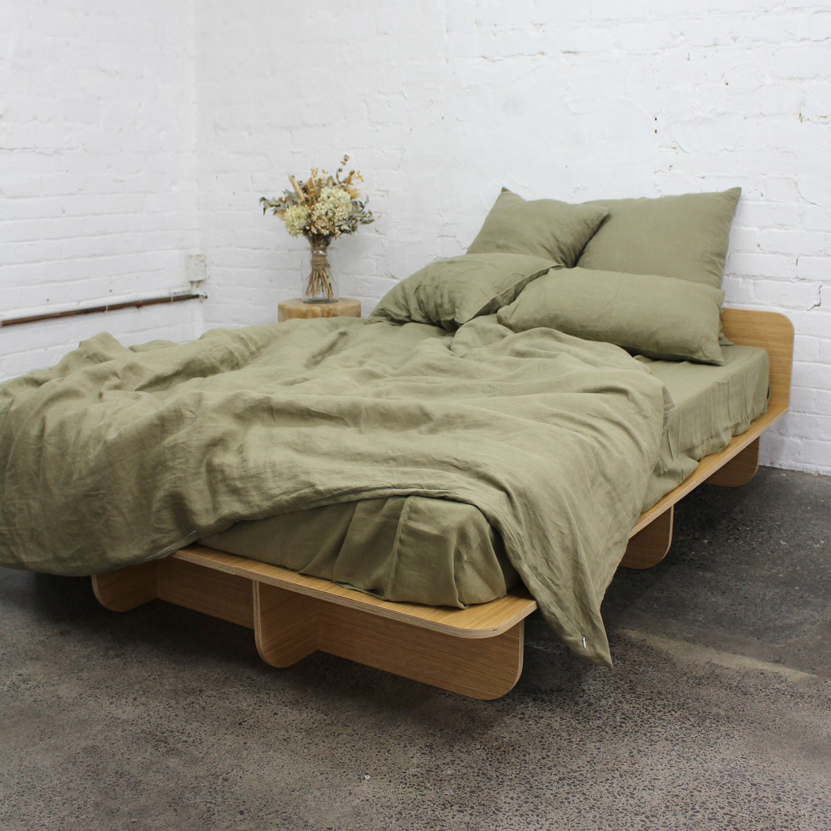 Duvet Cover - Green Moss Linen